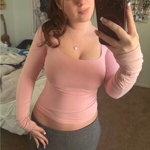 Elegant Pink Long Sleeve Top